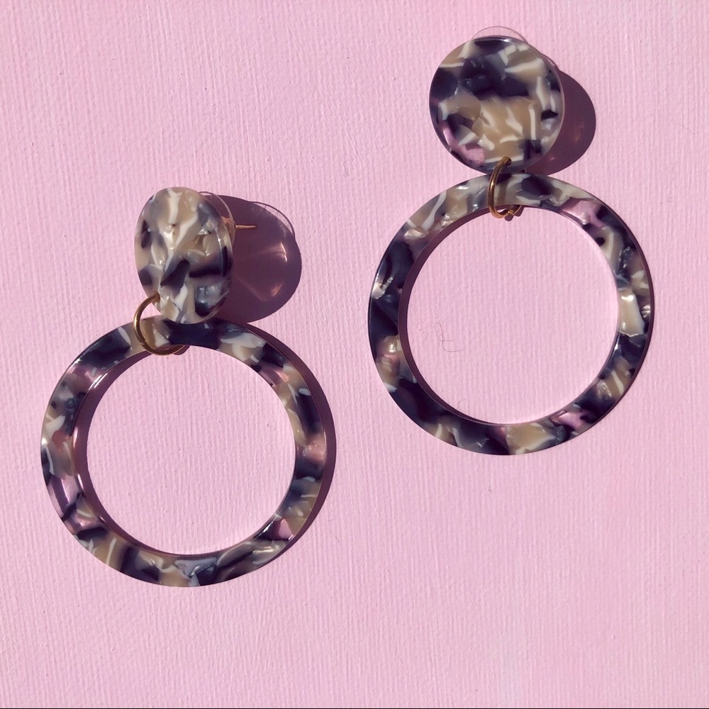 Elliot gray tortoise shell acrylic hoop earrings